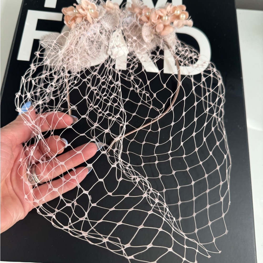 Delicate Pink Floral Veil Headband